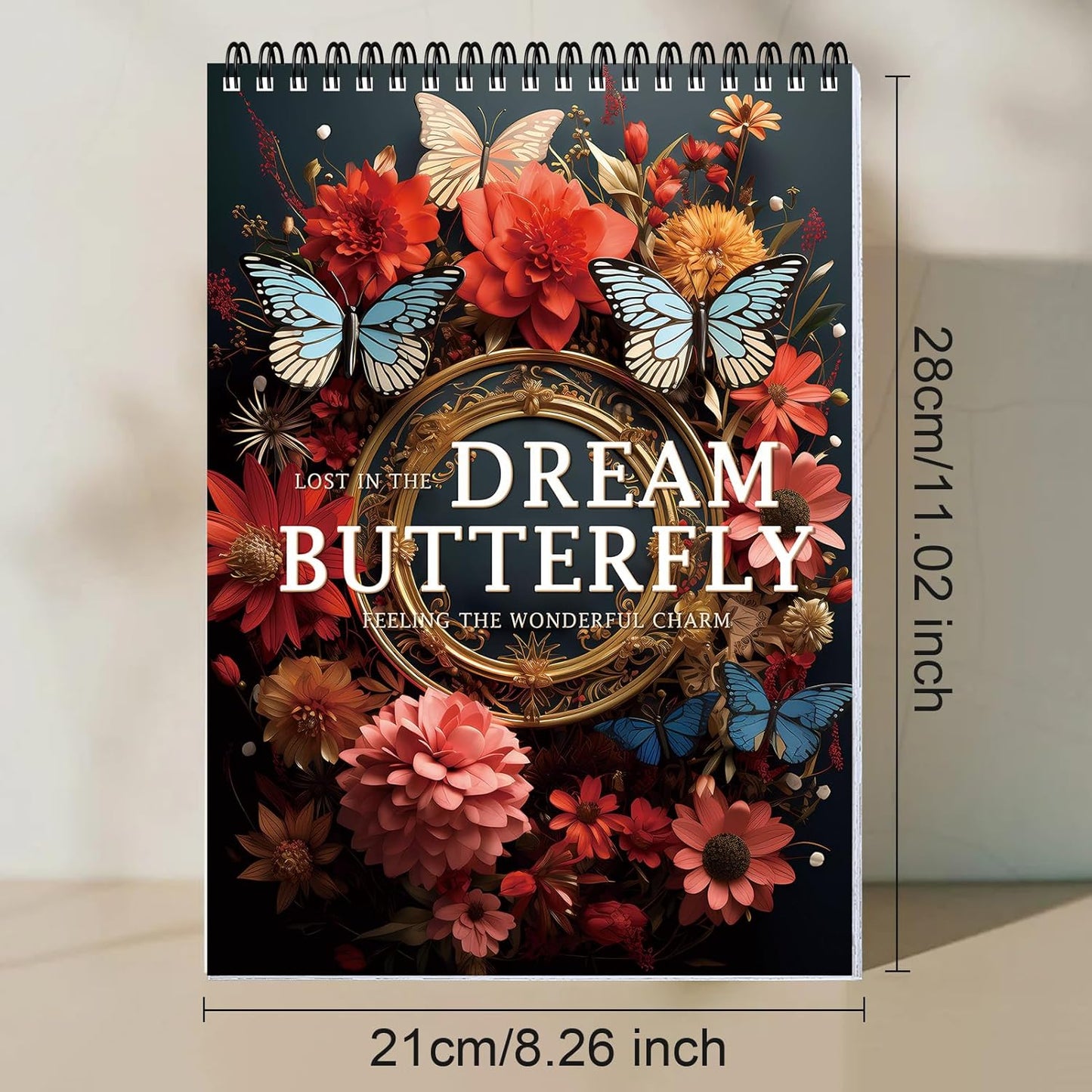 Butterfly Coloring Book for Adult Spiral Bound, Adult Coloring Book for Women Relaxation, 30 Pages One Sided Design Thick Paper Mindfulness Gift for Her, Relieving Books Fun to Color