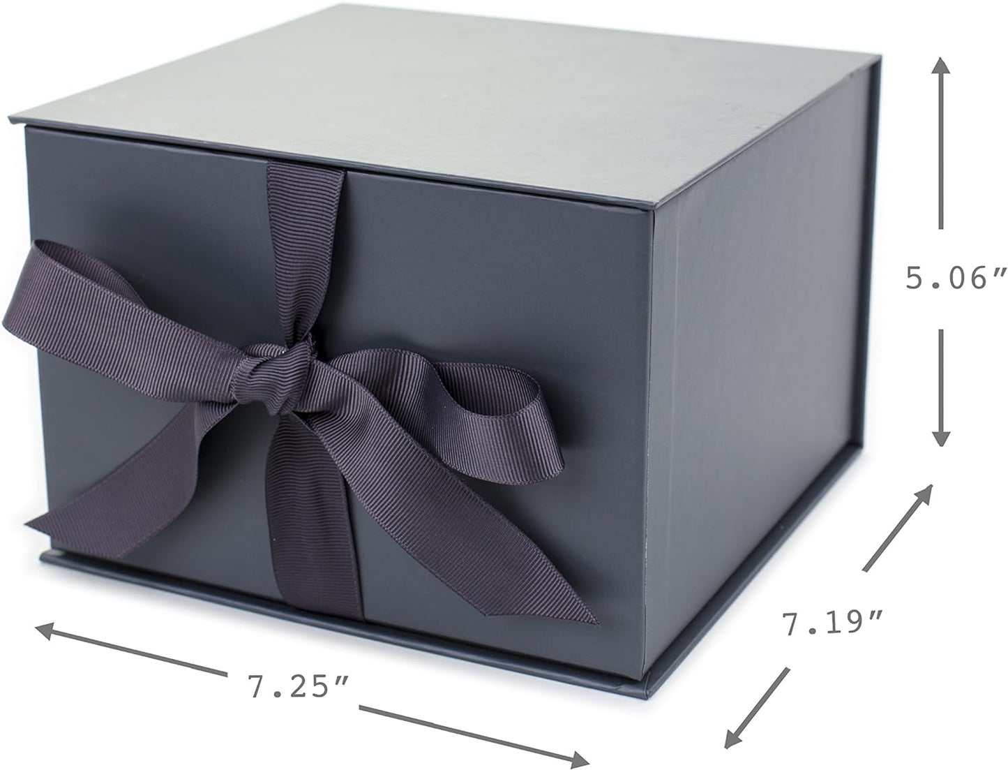 Hallmark Medium Gift Box with Lid and Shredded Paper Fill (Gray 7 inch Box) for Weddings, Graduations, Birthdays, Father's Day, Groomsmen Gifts, All Occasion (Pack of 2)