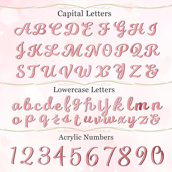 64 Pcs Acrylic Number Alphabet Cake Topper DIY Personalized Name Cupcake Toppers with A-Z Letter 0-9 Number Happy Birthday Set Suitable for Wedding, Birthday, Party Decoration (Rose Gold)