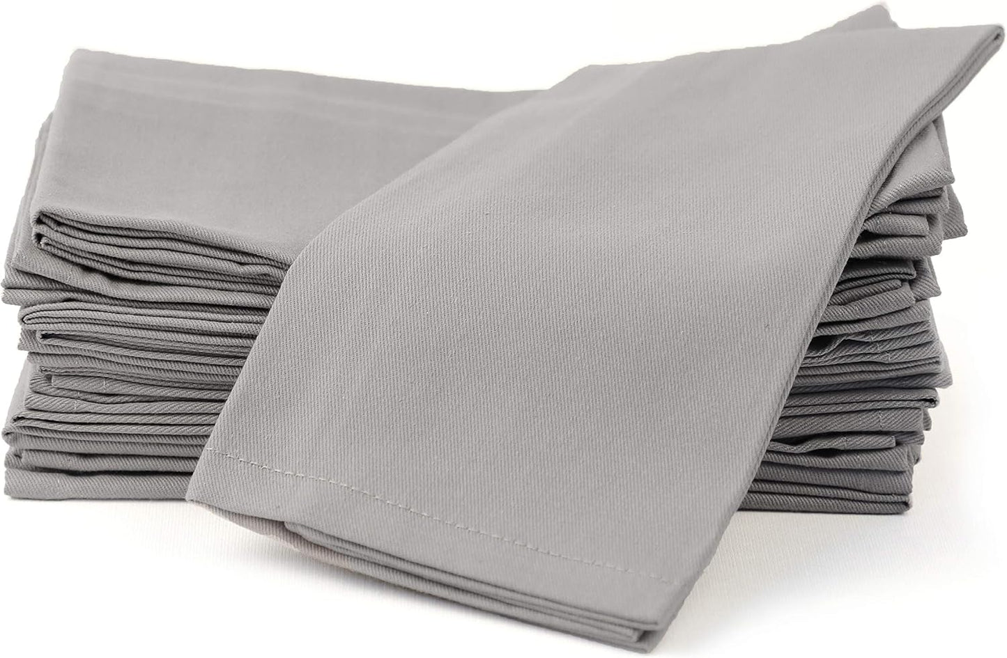 AMOUR INFINI Cotton Cloth Napkins Set of 12 Washable Soft Premium Hotel Quality 18x18 inch Dinner Napkin for Parties, Weddings and Table Decoration (Gray)