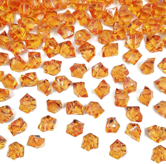Vase Fillers for Home Decor, Fake Crushed Ice Cubes, Orange 150 pcs Reusable Fake ice Cubes for Photography Accessories Props Decoration for Wedding