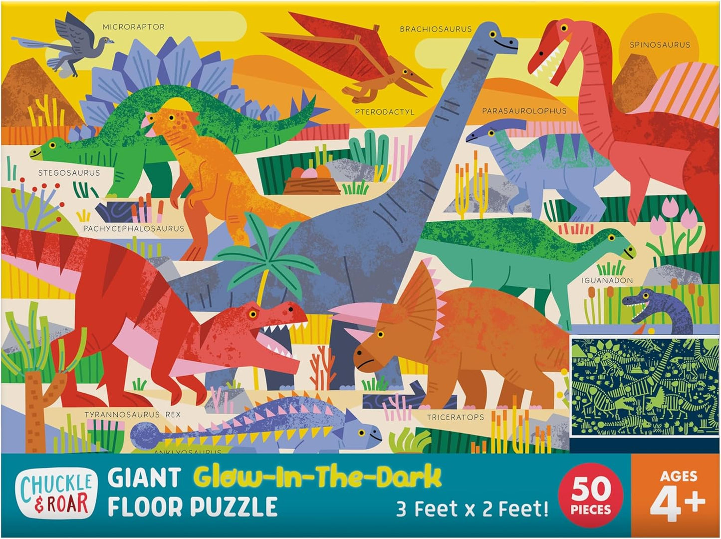 Chuckle & Roar Dinosaur Glow Floor Puzzle 50pc