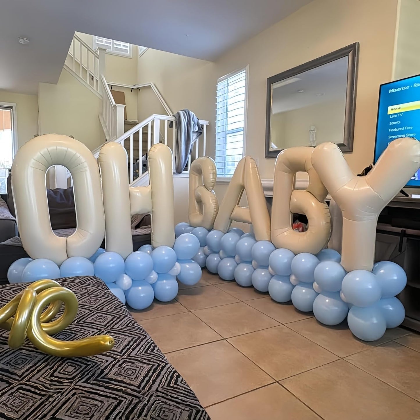 40 Inch Beige OH BABY Balloon for Baby Shower, Large Cream White Oh Baby Balloons Letters with Ribbon, Neutral Ivory Alphabet Oh Baby Balloon Banner Sign for Gender Reveal Backdrop Party Decorations