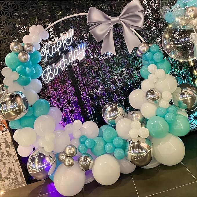 Teal Blue Balloons, 140pcs 18 12 10 5 Inch Different Sizes Pack Party Latex Balloons for Birthday Halloween Holiday Balloon Garland as Party Decorations