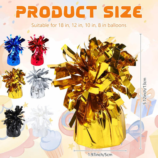 16 Pack Gold Balloon Weights Metallic Holder Anchors Balloon Holder Weights for for Birthday 2025 Graduation Party Christmas Wedding Celebration Decoration (Gold)