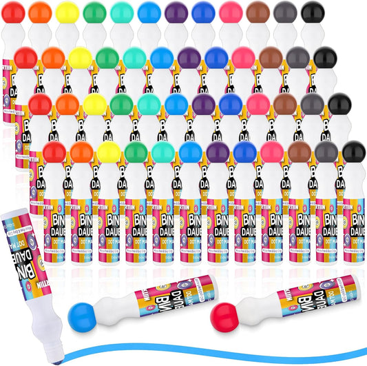 Crtiin 48pcs Bingo Daubers Bulk in 12 Colors, 0.5 Oz, Assorted Colors Set of Bingo Markers,bingo Supplies Dot Markers Dot Paint Craft Ideal for Art and Crafts Painting Supplies Drawing Coloring