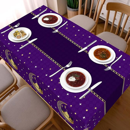 Childom 3 Pack Ramadan Table Cloth,Ramadan Decorations for Home,54" x 108" Eid Mubarak Decorations,Eid Ramadan Tablecloth Rectangular,Purple Plastic Table Cloth Disposable Table Cover for Party Favors