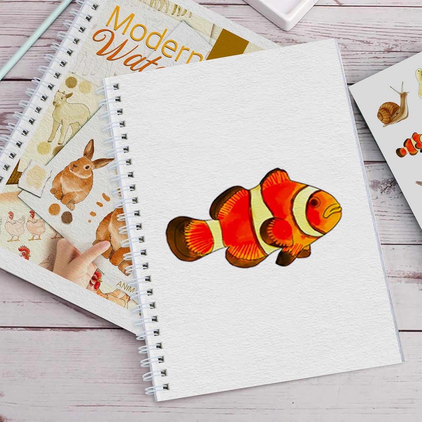 Watercolor Workbooks with Step by Step for Adults Teens - Beginner Watercolor Workbook with 12 Coloring Book Pages -100% Cotton 300gsm/140lb Watercolor Paper(Animals)