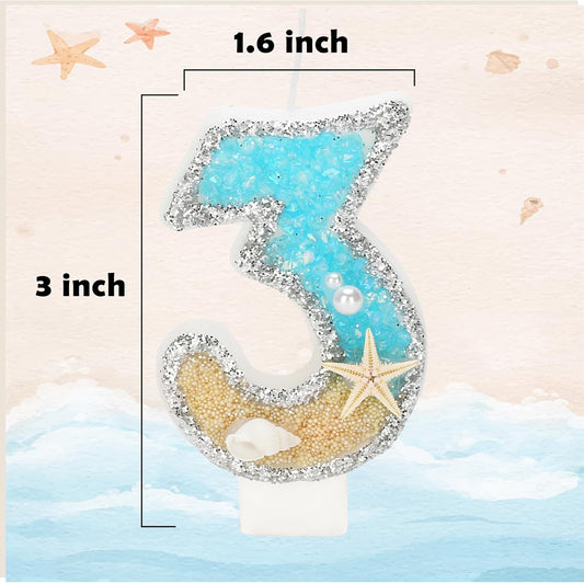 Birthday Candle for Cake, Beach Starfish Sequins Candles, 2.76 inch Cake Topper Decoration for Birthday Party (Number 23)