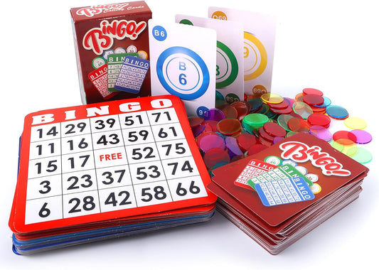 GSE Games & Sports Expert Complete Calling Bingo Game Set with 100 Bingo Cards, 1,000 Chips, Calling Cards for Parties, Large Groups, Game Nights