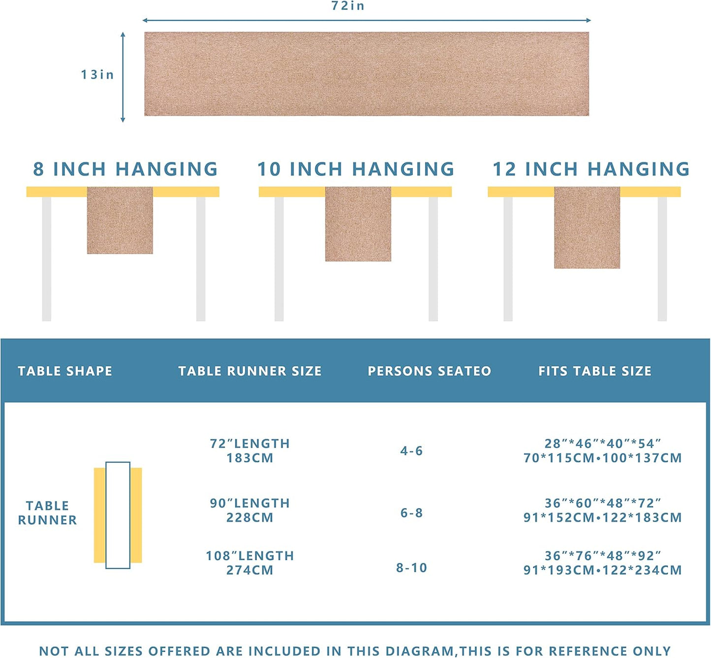 Brown Table Runner 13 x 72 Inches Long, Cotton Linen Farmhouse Style Table Linen for Kitchen Dining Coffee Table Parties Wedding Home Decor (13" x 72", Brown)