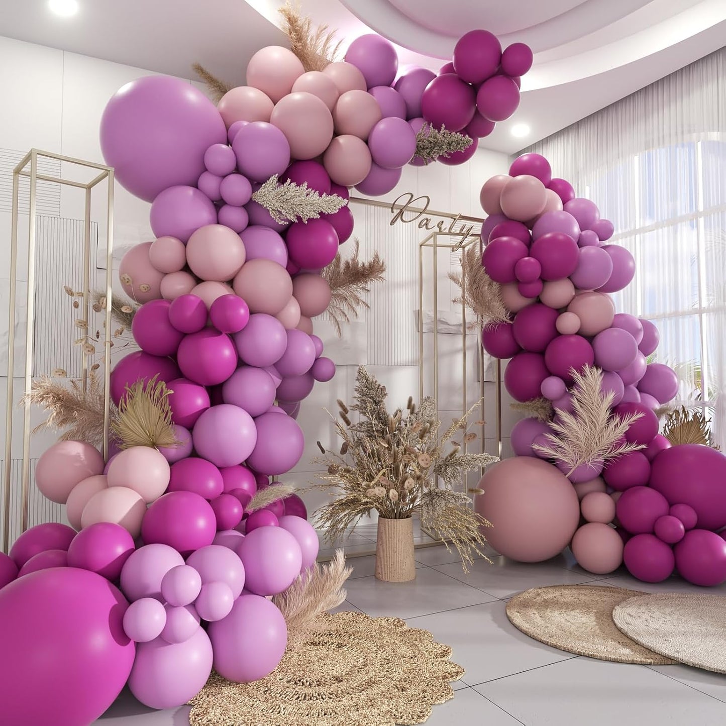 Red Purple Pink Balloon Garland Arch Kit, 160Pcs Hot Pink Dusty Purple Pastel Pink Balloons for Bridal Wedding Engagement Anniversary Girl Birthday Baby Shower Party Decorations