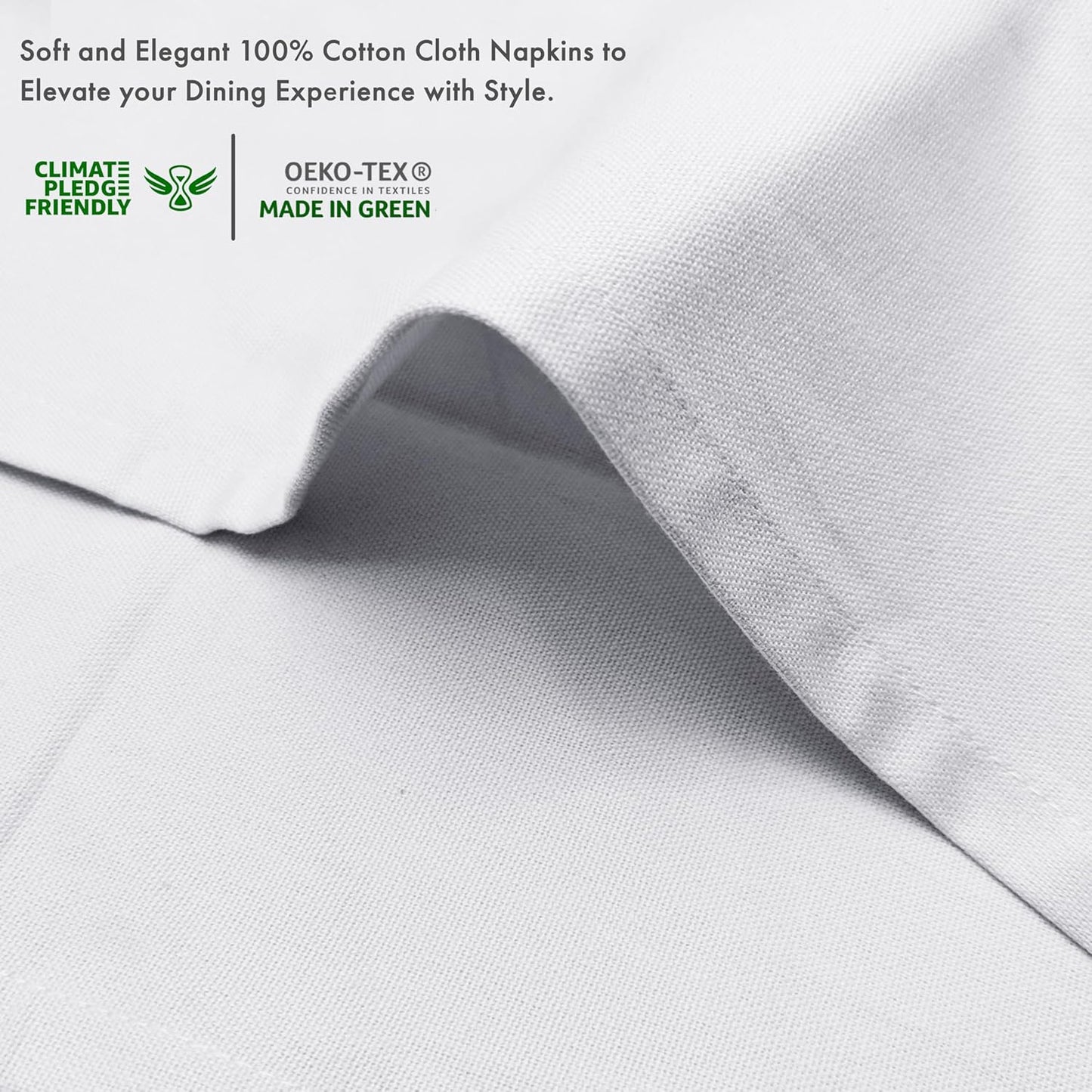 Ruvanti Premium Cloth Napkins Set of 6, 18x18 Inches, 100% Cotton, Washable, Soft & Absorbent, Perfect for Wedding, Christmas, ‎Thanksgiving Dinners - White