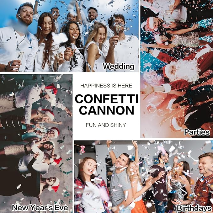 FIEKEICC 12 Pack Silver Confetti Poppers - 12 Inch Confetti Cannon for Weddings, Graduations, Birthdays & New Year's Eve - Metallic Silver Party Poppers Shooters, Bulk Handheld Confetti Sticks