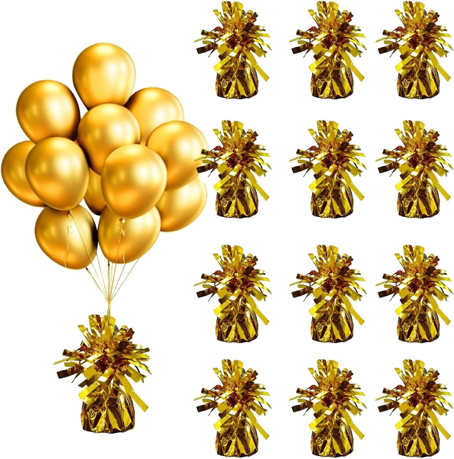 Balloon weights, 12 pieces, aluminum foil, suitable for birthday parties, gatherings, weddings, dinners and other occasions, weight 0.36bl (Gold)