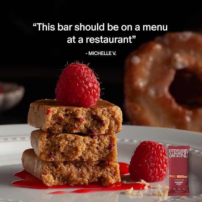 Stars + Honey Protein Bars - The Raspberry Donut, 15g Protein, 2g Sugar, w/Collagen Keto Friendly Snack - Gluten, Dairy, Seed Oil, & Soy Free - High-Protein Snacks for Energy & Recovery -10 pack