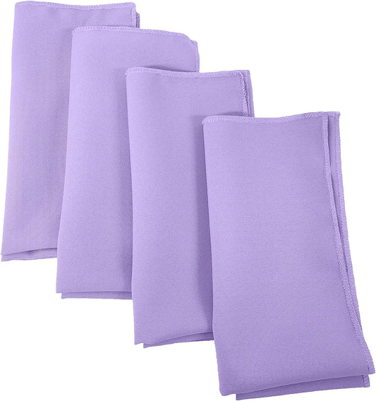 LA Linen 4-Pack Poly Blend Napkins - Soft, Washable, Stain & Wrinkle Resistant - Dinner & Party Napkins - Lilac, 18x18