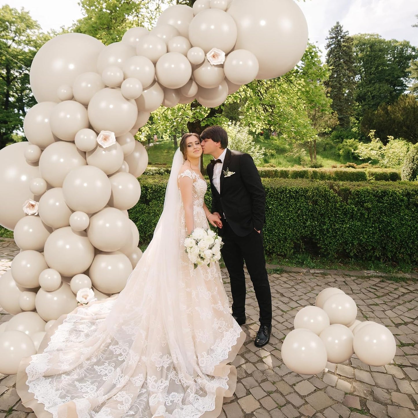 104pcs Sand White Balloons - 18/12/10/5 Inch Cream Beige Neutral Latex Balloons Garland Arch Different Sizes Pack for Boho Weddings, Baby Showers,Gender Reveals, Birthdays