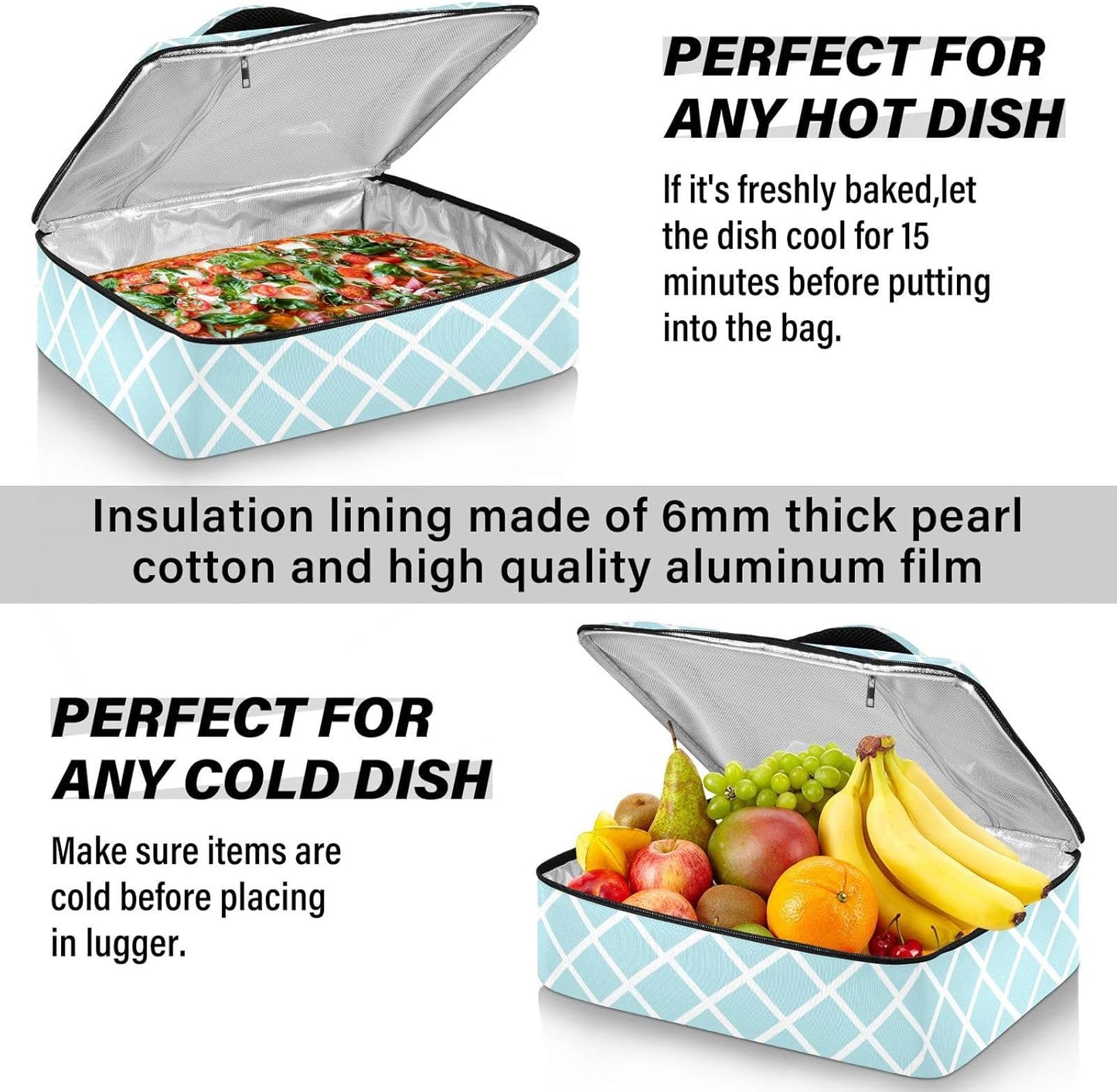 Casserole Carriers for Hot or Cold Food Reusable Casserole Dish Carrier Insulated Thermal Large Capacity Durable Perfect for Party Camping Family Gatherings Yellow Fish