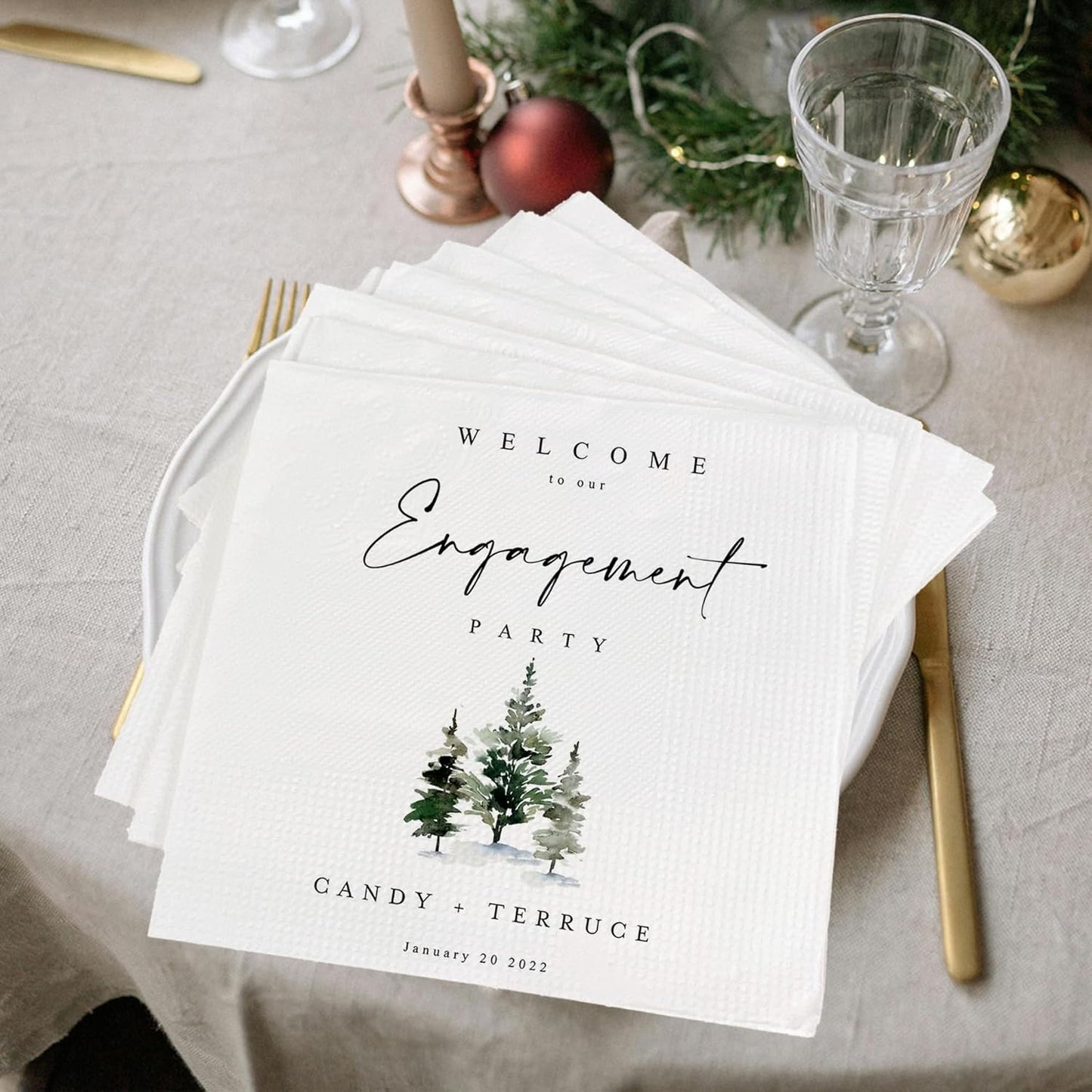 Luxury Custom Pack 15pcs Engagement Napkins, Engagement Napkins for Party, We're Engagement Napkins, Engagement Beverage Cocktail Luncheon Dinner Napkins 3