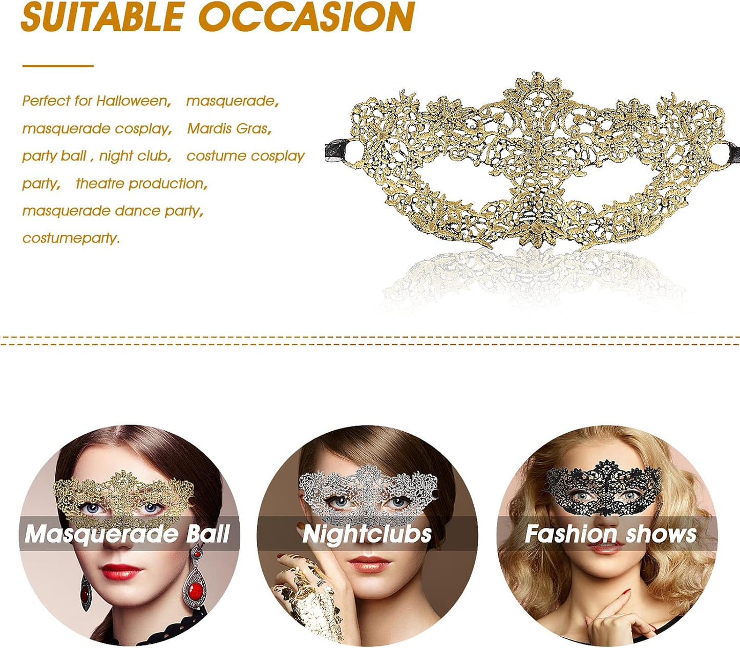 3 Pcs Adult Masquerade Mask Mysterious Fun Lace Masks for Couples Women Man Lace Headpiece Disguise for Costumes