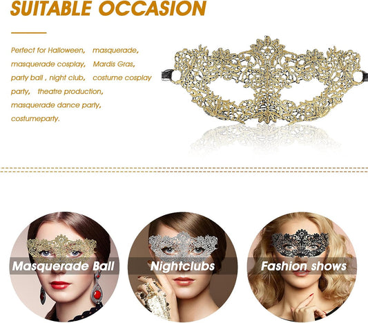3 Pcs Adult Masquerade Mask Mysterious Fun Lace Masks for Couples Women Man Lace Headpiece Disguise for Costumes