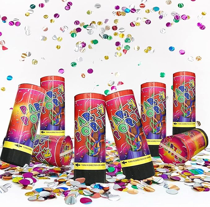 8 PCS Confetti Poppers Cannons for Wedding Birthday Graduation Baby Shower Fun Party Supplies Decorations and Favors