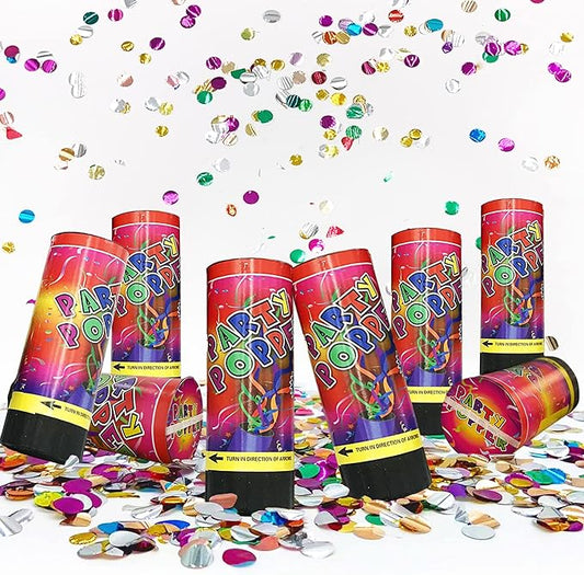 8 PCS Confetti Poppers Cannons for Wedding Birthday Graduation Baby Shower Fun Party Supplies Decorations and Favors