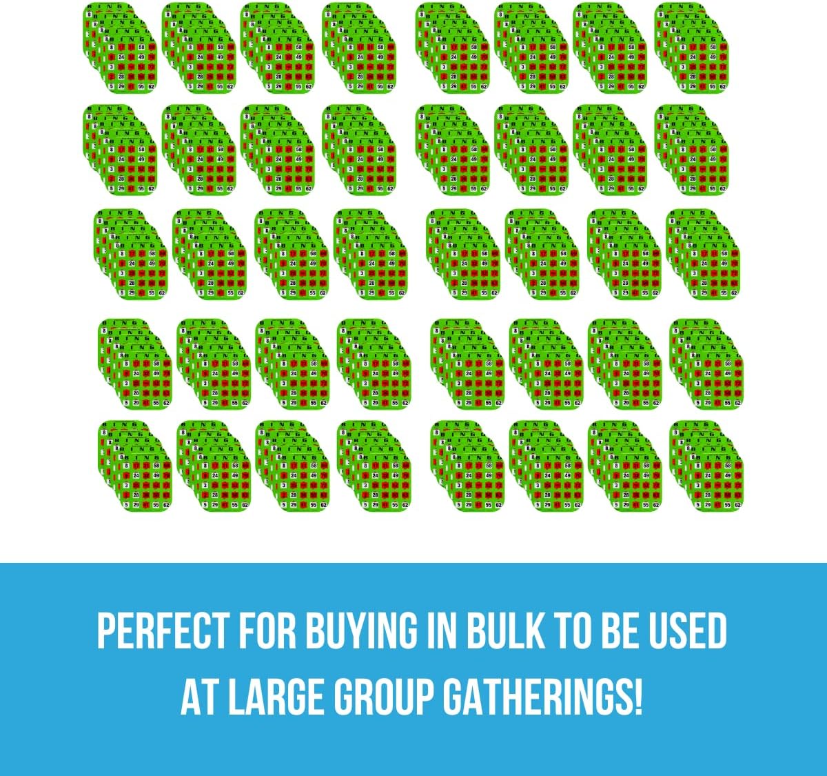 Regal Bingo - Shutter Slide Bingo Cards Only - 8” x 9” - 5-Ply Green Cardstock - Easy to Read - No Duplicates - Red Sliding Windows - Perfect for Large Groups, Bulk Purchasing