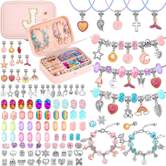 Bracelet Charm Making Kit with Jewelry Box Charm Beads for Jewelry Making DIY Bracelet Craft Kit for Birthday Gifts Valentine Christmas