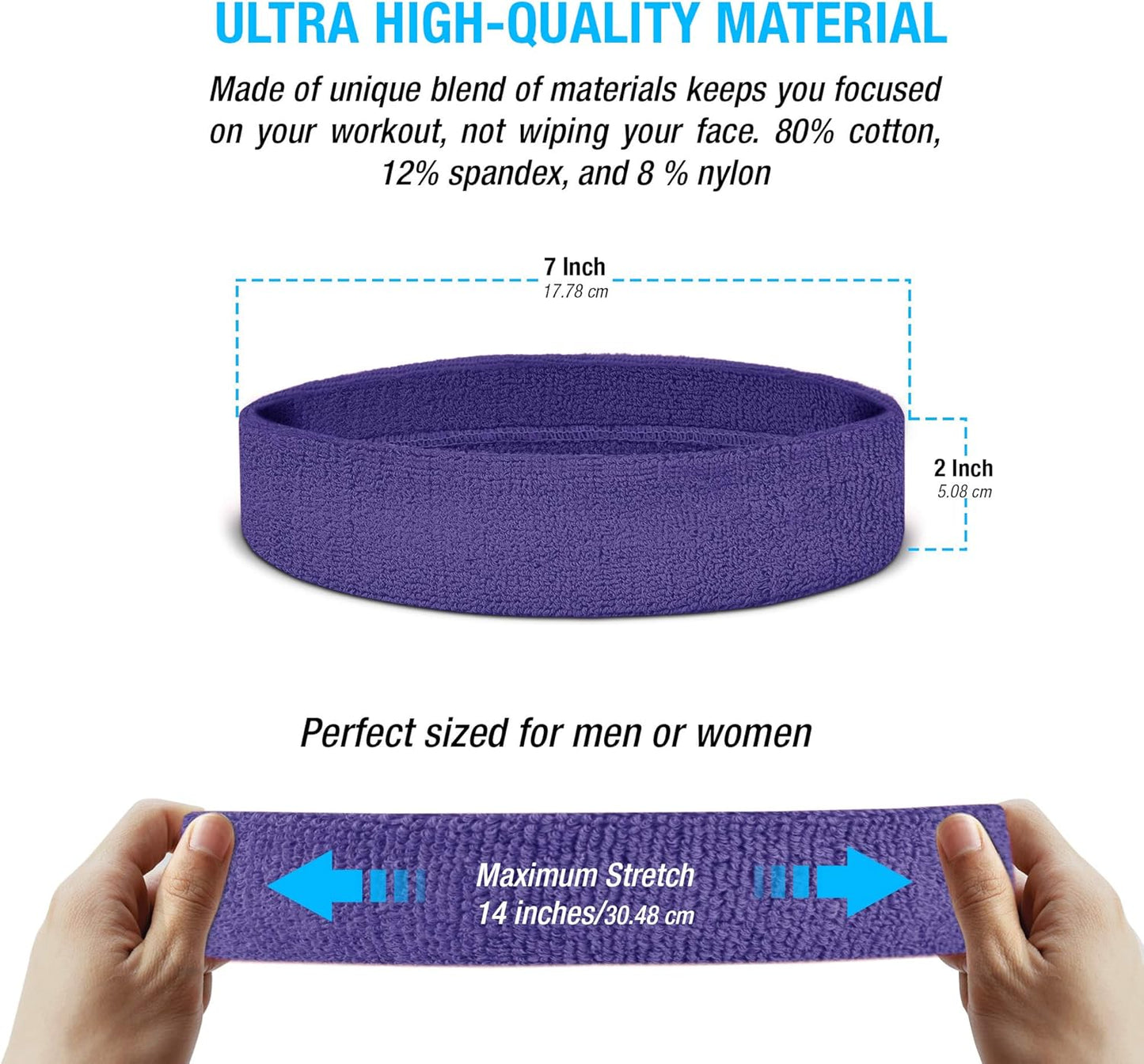 Suddora Sweatbands Set, Moisture Wicking 2 Wristbands and 1 Headband, Breathable Terry Cloth Athletic Bands for Basketball, Tennis, Yoga, Gym, Sweat Bands for Costumes and Cosplay