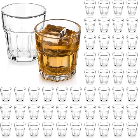 Tioncy 50 Pcs Acrylic Drinking Glasses 1.1oz Small Whiskey Glass Clear Shot Glasses Bulk Unbreakable Stackable Mixed Drinkware Mini Beer Mug for Drinking Bars Wine Vodka