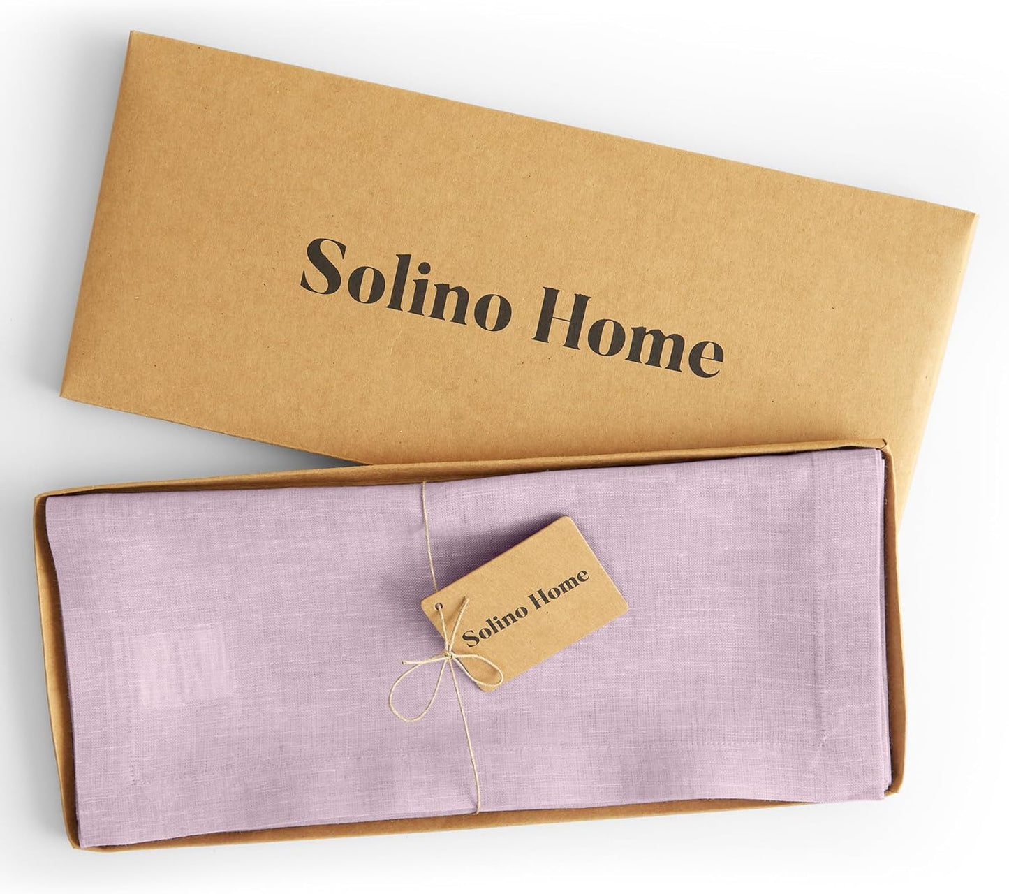 Solino Home Linen Short Table Runner 60 Inches - Athena, 100% Pure Linen Chambray Lavender Table Runner 14 x 60 Inch Ideal for Dresser and Coffee Tables - Thanksgiving, Holiday