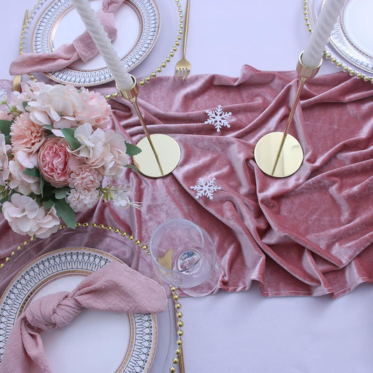 Velvet Table Runner ,Soft Luxurious Fall Table Runners 120 inches Long,for Wedding Bridal Shower Thanksgiving Christmas Decoration,20*120 Inches, Dusty Pink