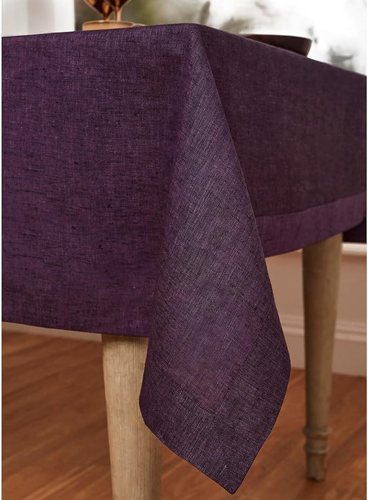 Solino Home Linen Tablecloth 60 x 90 Inch - 100% Pure Linen Grape Table Cloth for Rectangle Tables - Athena, Machine Washable Tablecloth for Winter, Valentines, Spring, Easter