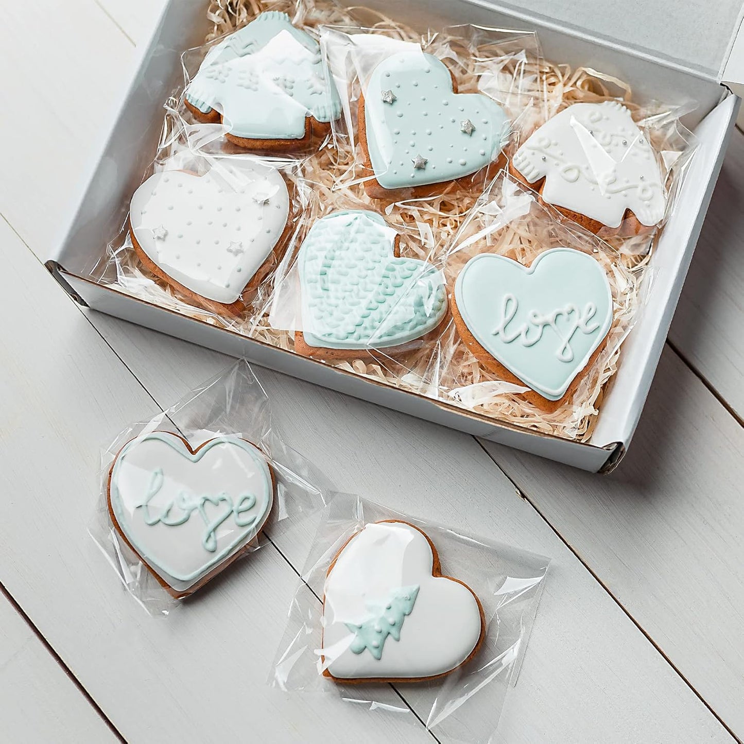 Morepack Cookie Bags for Gift Giving,Self Sealing Cellophane Bags 4x4 Inches,Clear Resealable Cellophane Bags Self Adhesive Individual Cookie Bags for Packaging 200Pieces (Mini Size)