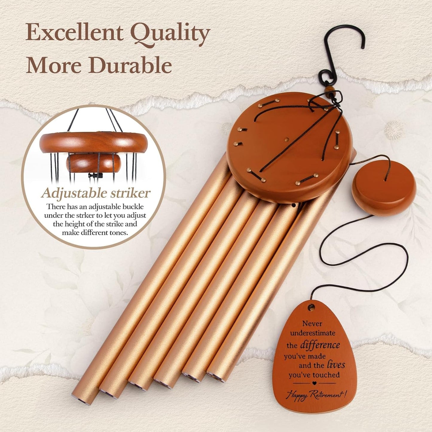 SteadStyle Retirement Gifts Wind Chime, Retirement Gift for Woman Men, Happy Retirement Gifts for Coworker, Nurse, Veterans, Teacher, Boss