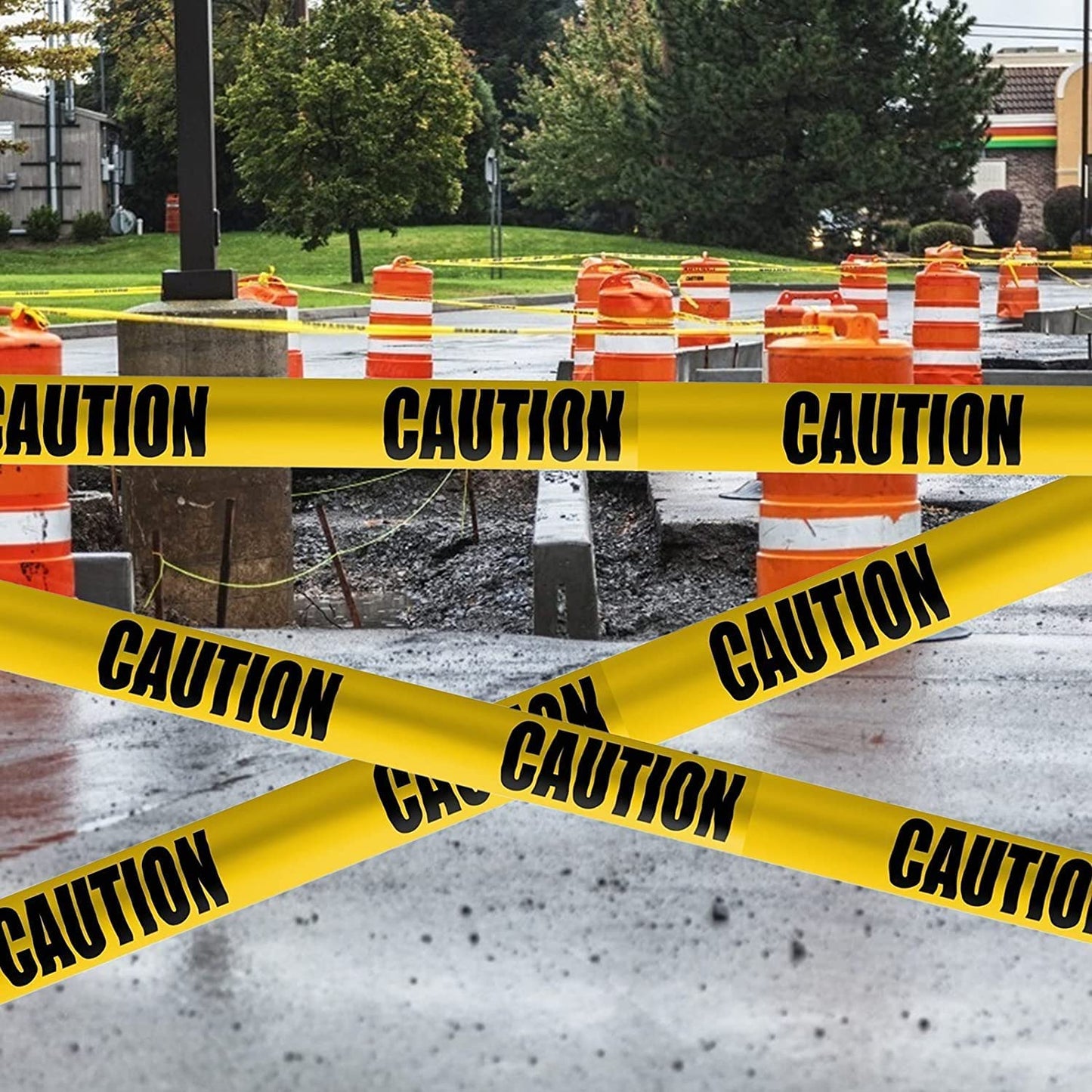 GroTheory Halloween Decorations Caution Tape 2 Pack, 3" x1000ft Safty Tape Yellow Caution Tape Roll, Construction Tape for Danger/Hazard Areas/Crime Scene Halloween Party Decorations