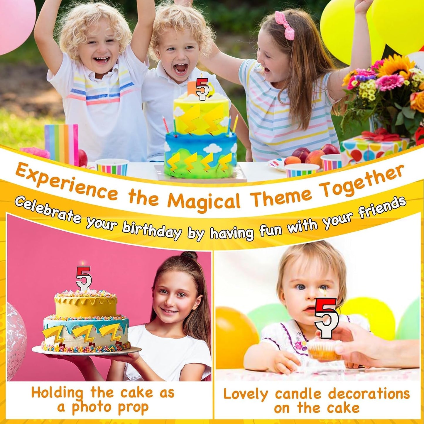 Number 5 Candle Cartoon Red and White Birthday Cake Candle for Cartoon Animated Birthday Decoration Party Supplies (Number 5)