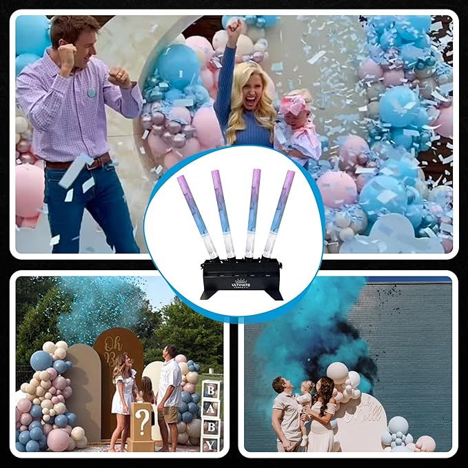 Ultimate Confetti - Electric Powder + Confetti Popper Cannon Cartridge 24” Blue - Pre-Filled and Leak-Resistant Gender Reveal Poppers Cannon, Requires EC-1 or EC-4 Confetti Machine to Activate