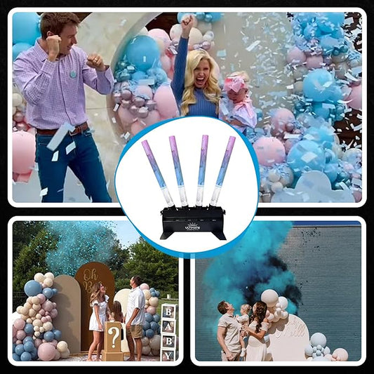 Ultimate Confetti - Electric Powder + Confetti Popper Cannon Cartridge 24” Blue - Pre-Filled and Leak-Resistant Gender Reveal Poppers Cannon, Requires EC-1 or EC-4 Confetti Machine to Activate