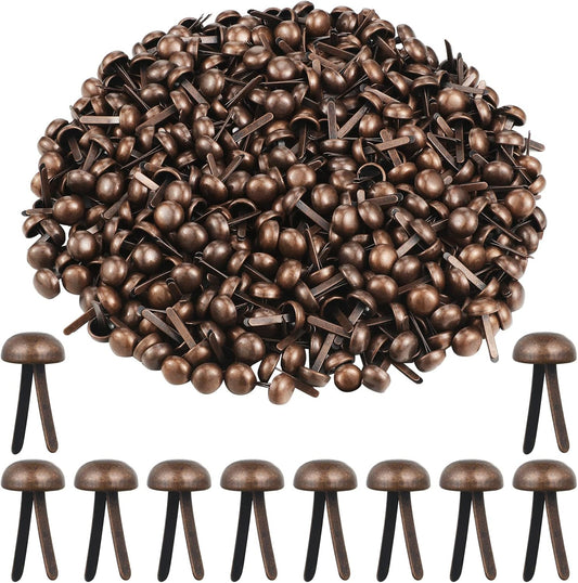Hotop 500 Pcs Brads for Paper Crafts Metal Round Brass Paper Fasteners for Craft Art Crafting School DIY Supplies(0.24 x 0.47 Inch,Red Bronze)