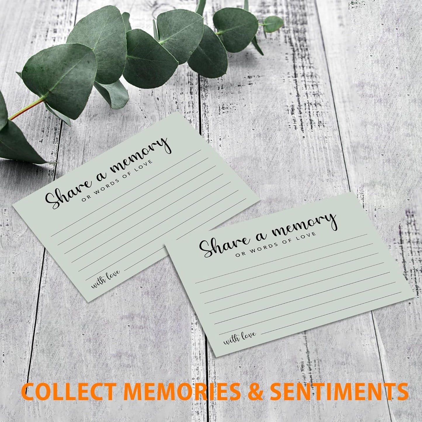 Share a Memory Cards for Celebration of Life, Graduation, Retirement, Birthdays, Guest Book Ideas, Funeral Sign In Book For Memorial Service, 4x6 Inches Set of 50 Pcs(Celadon Green) -A09
