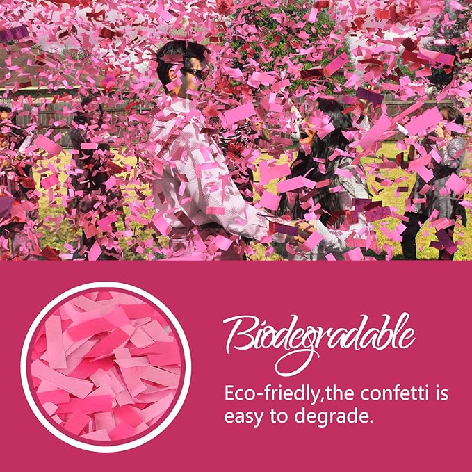 BATTIFE It's a Girl, 6Pack Gender Reveal Confetti Sticks, Tissue Paper Confetti Flick Flutter Wands for Baby Girl Shower, Wedding, Birthday Party Supplies Decoration, Shoot Poppers, 14inch Pink