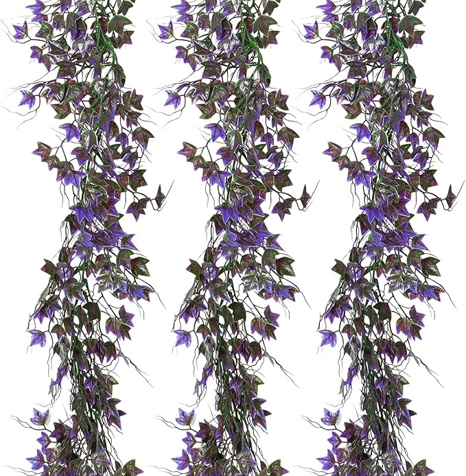 Artificial Vines Outdoor Ivy Garland Room Decor for Bedroom Aesthetic Garlands for Decoration Fake Leaves Fake Plastic Plants for Indoor Home Outdoor Garden Proch Backyard Arch Decoration(Purple)