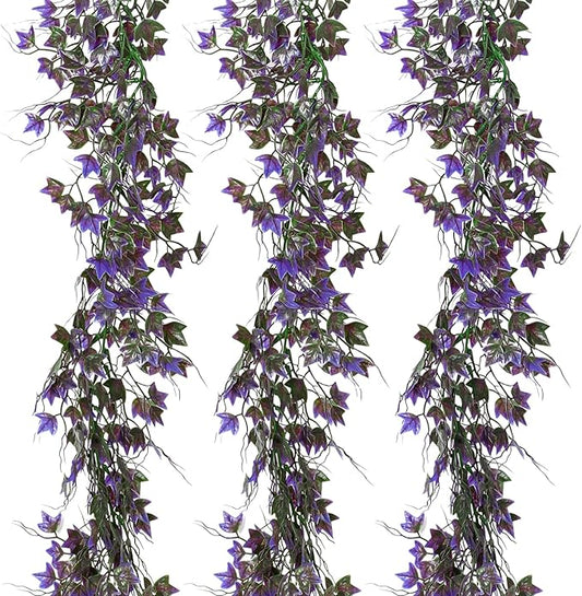 Artificial Vines Outdoor Ivy Garland Room Decor for Bedroom Aesthetic Garlands for Decoration Fake Leaves Fake Plastic Plants for Indoor Home Outdoor Garden Proch Backyard Arch Decoration(Purple)