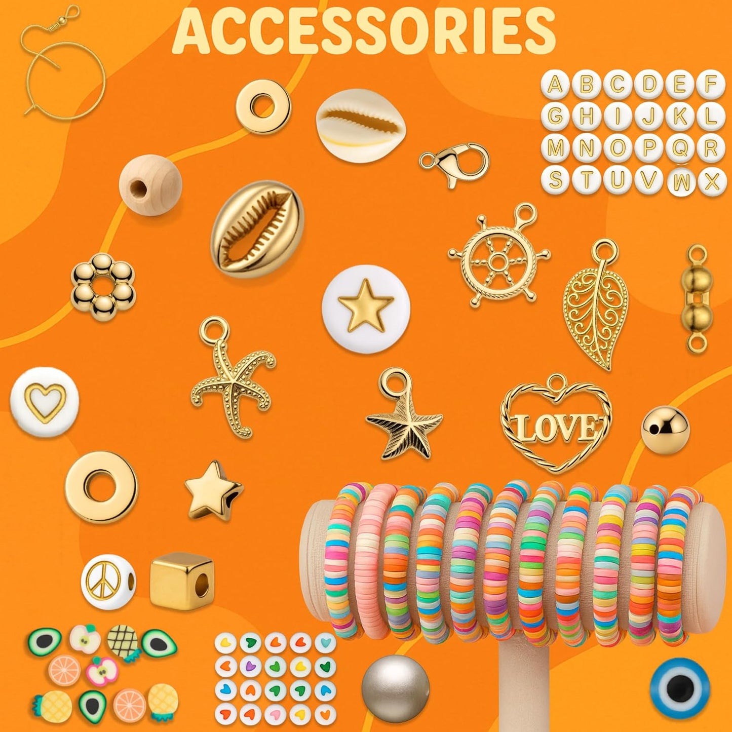23000+ Clay Beads Bracelet Making Kit for Girls-120 Colors 6 boxes, Polymer Heishi Beads for Jewelry Making Kit, Charms for Bracelets,Bead Board Arts and Crafts Gifts for kids Fun Crafts for adults