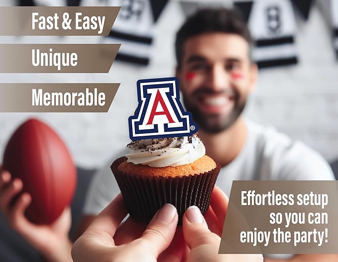 University of Arizona Party Supplies for Football, Birthday Gift, UA Graduation Party Banner and Cake Toppers (42 Pieces) (Arizona Wildcats)