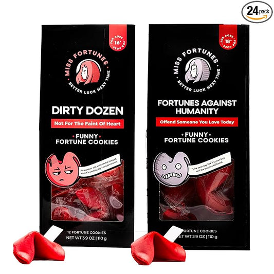 Miss Fortunes, Funny Fortune Cookies, The Two-Pack Shakur, Written by Professional Comedy Writers (Multi-pack of 2 Dozen Cookies) (Dirty Dozen + Fortunes Against Humanity)