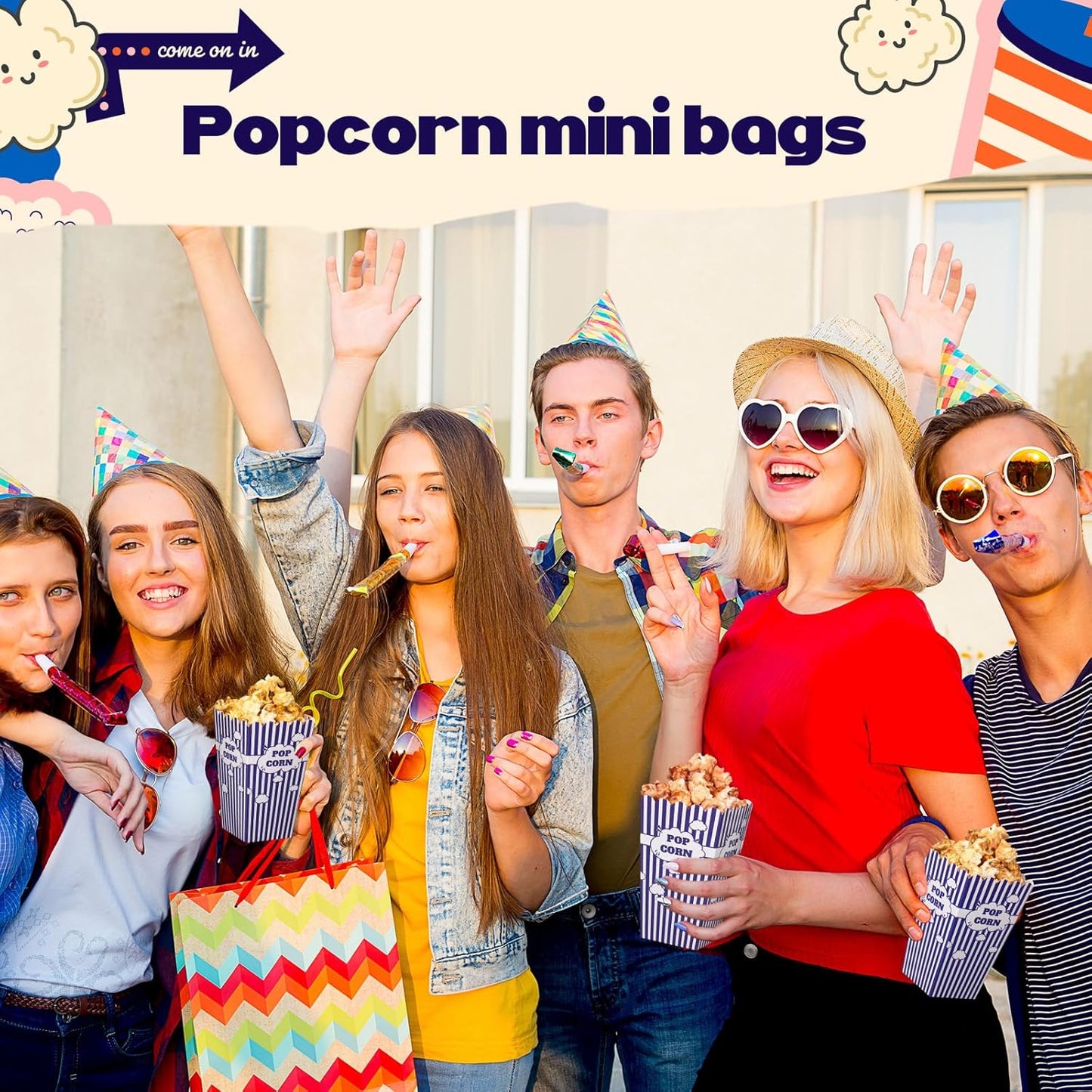 50 Pcs mini Stripe Popcorn Boxes Buckets and Container for Home for Graduation Carnival Summer Birthday Party Supplies (Purple)
